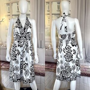 White House Black Market Silk Surplice Neckline Halter Dress. P/A1756/7